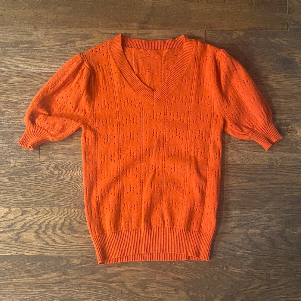 Burnt Orange V-Neck Sweater for Women